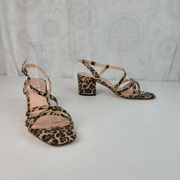 J. Crew Odette suede leather leopard print strappy block heeled sandals 8.5 - Picture 8 of 12